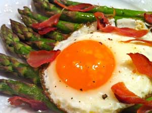 Roasted Asparagus with Egg and Prosciutto
